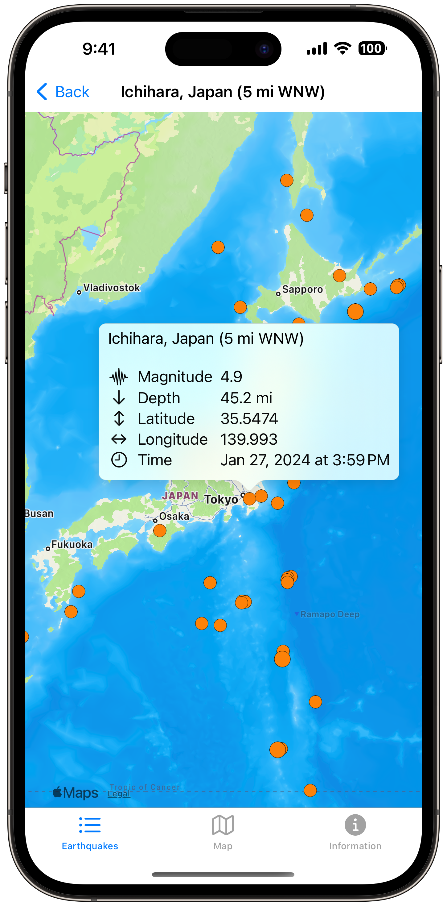 QuakeScout - Ichihara, Japan Earthquake - Detail