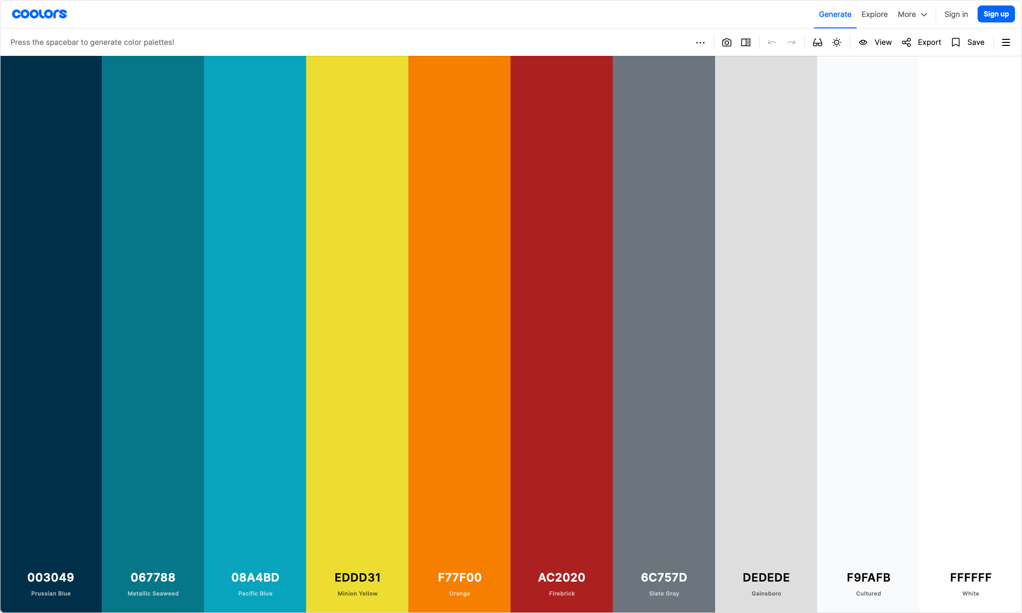 Generating our new color scheme with Coolors
